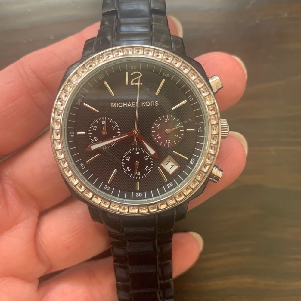 Michael Kors black and crystal watch